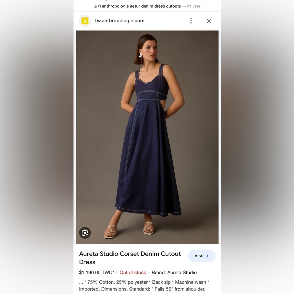 Aureta Studio Corset Denim Cutout Dress Anthropologie